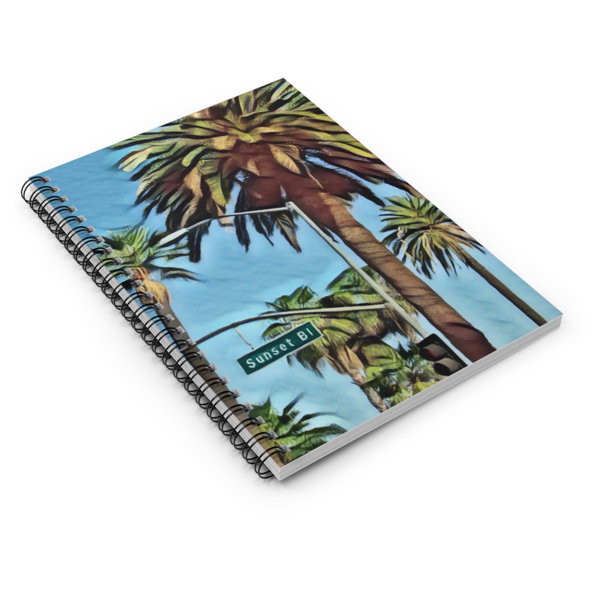Sunset Blvd Palm Tree Spiral Notebook — Lined Journal for Travel, Beach & California Vibes