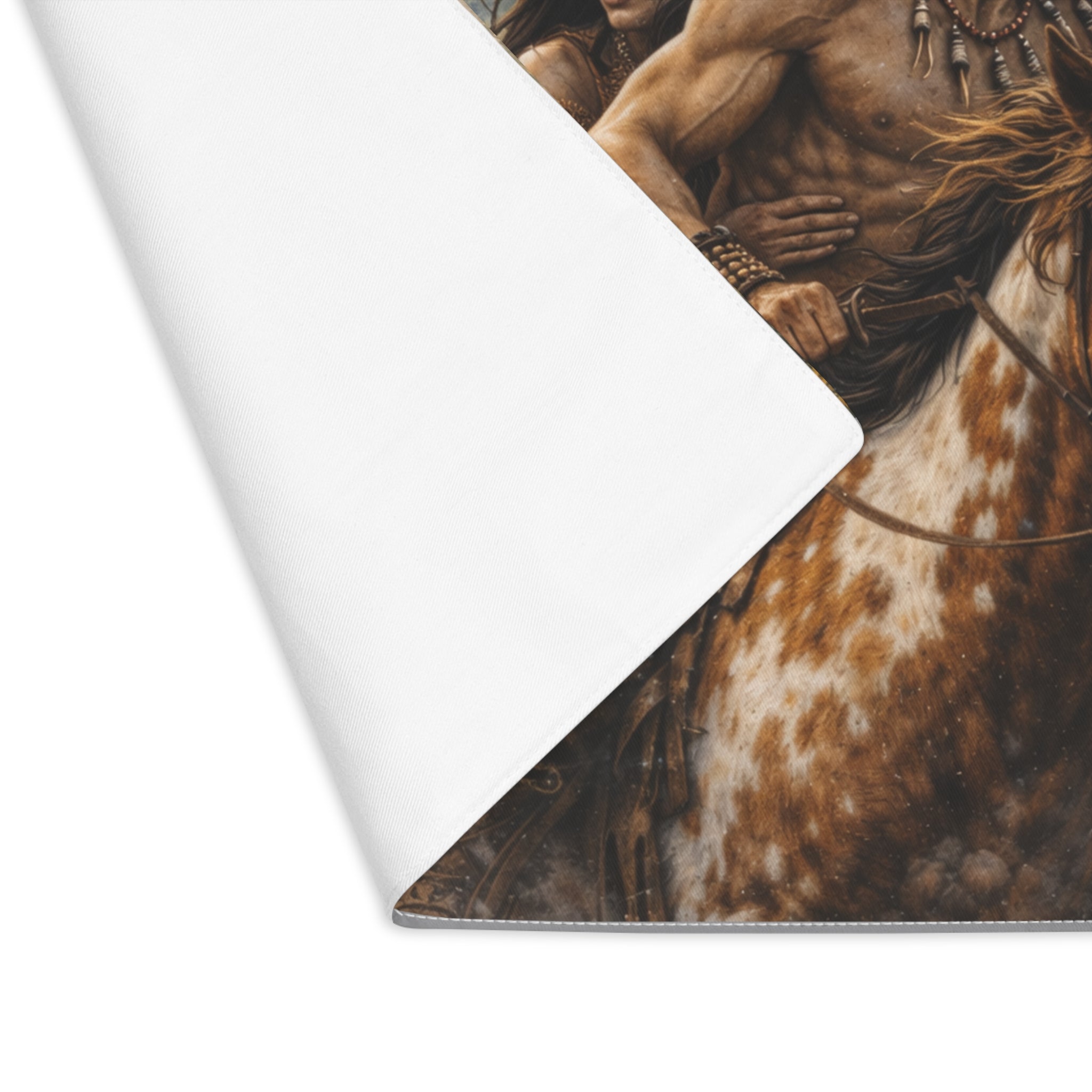 Native American Couple Riding Horse with Bear Chase Placemat