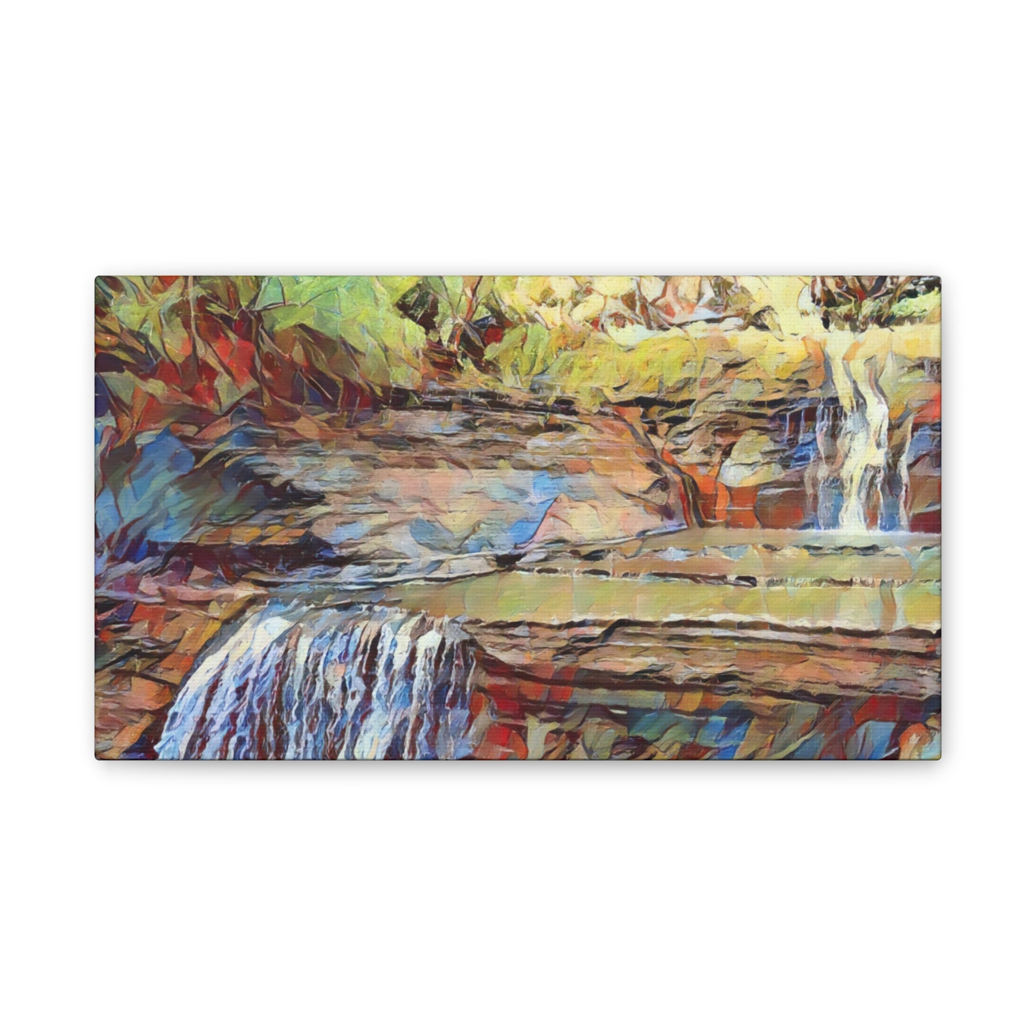 Buttermilk Falls NY Abstract Canvas Wall Art — Colorful Nature Landscape Stretch