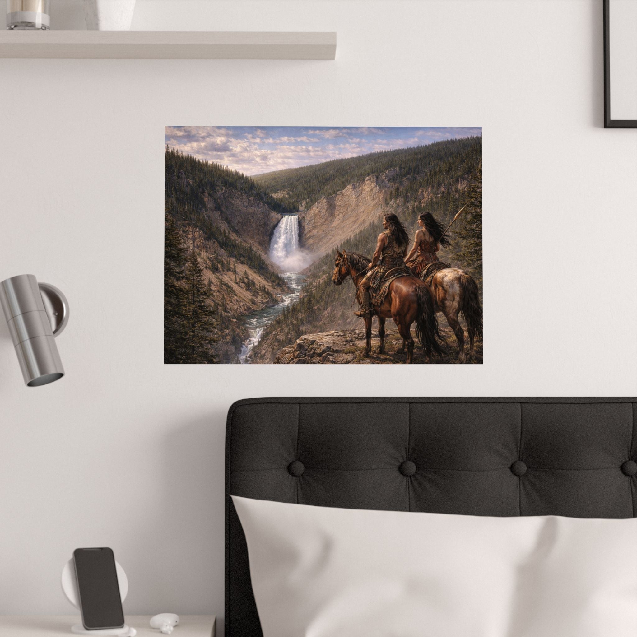 Satin Poster — Stormborn and Tala Overlook Yellowstone Waterfall Landscape (210gsm)