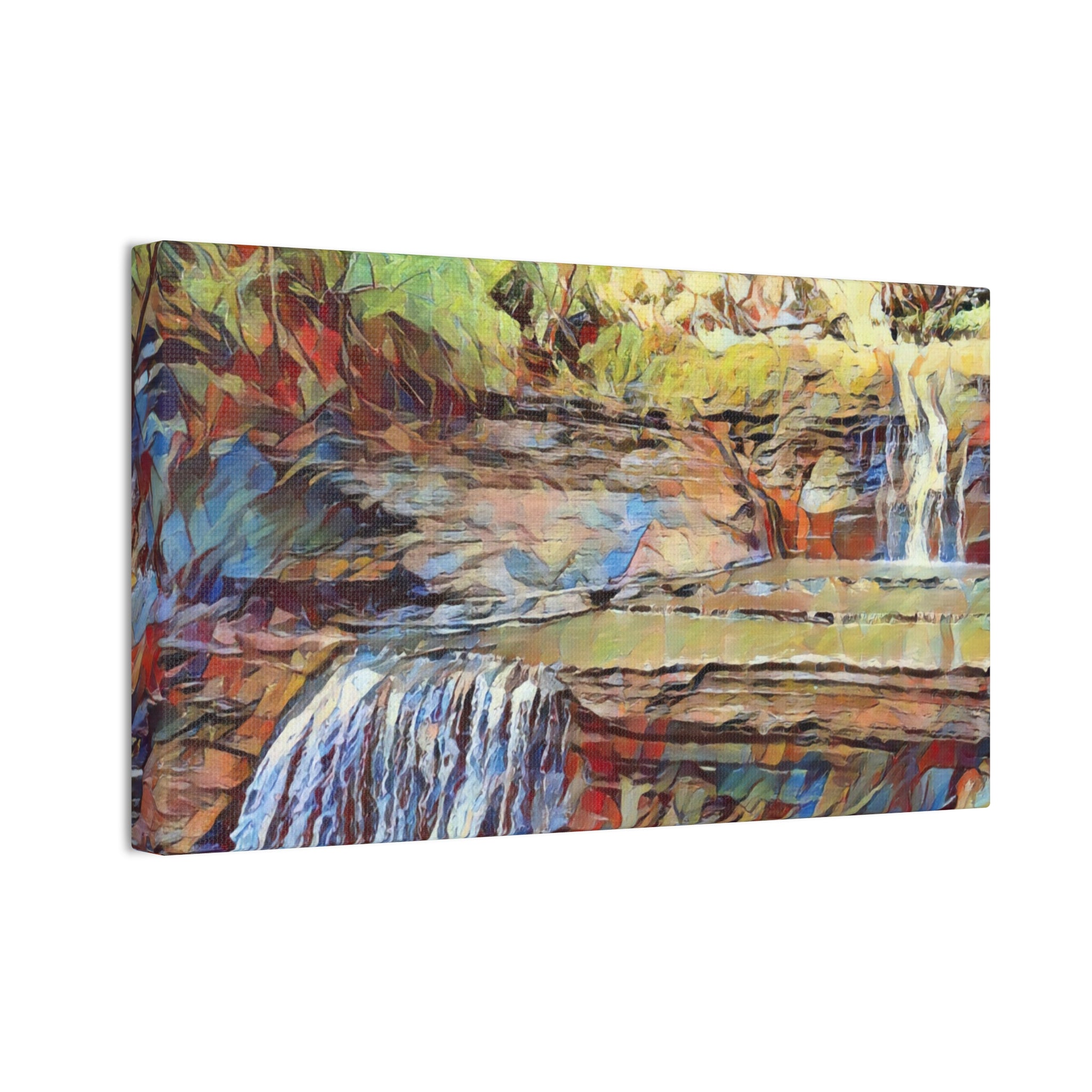Buttermilk Falls NY Abstract Canvas Wall Art — Colorful Nature Landscape Stretch