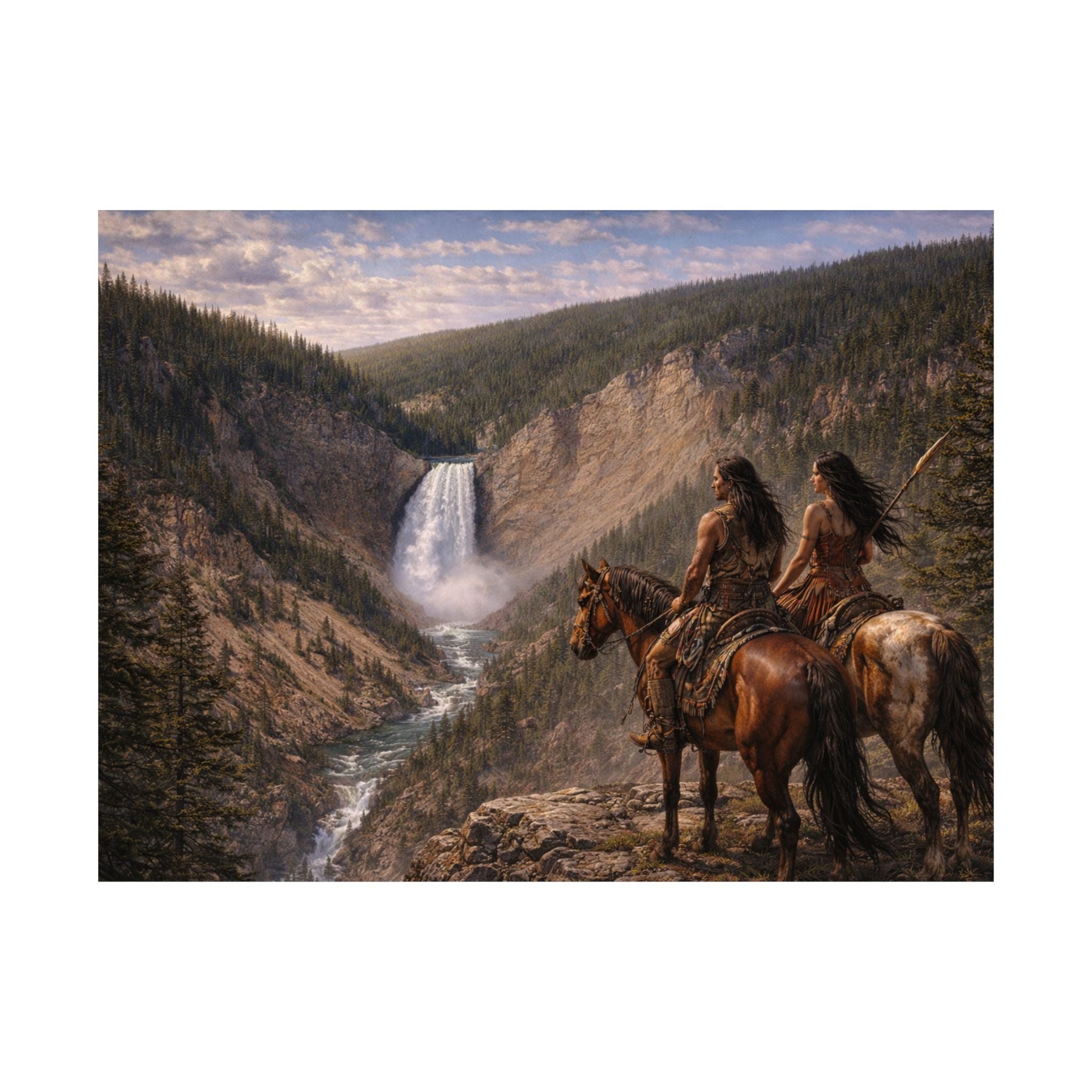 Satin Poster — Stormborn and Tala Overlook Yellowstone Waterfall Landscape (210gsm)