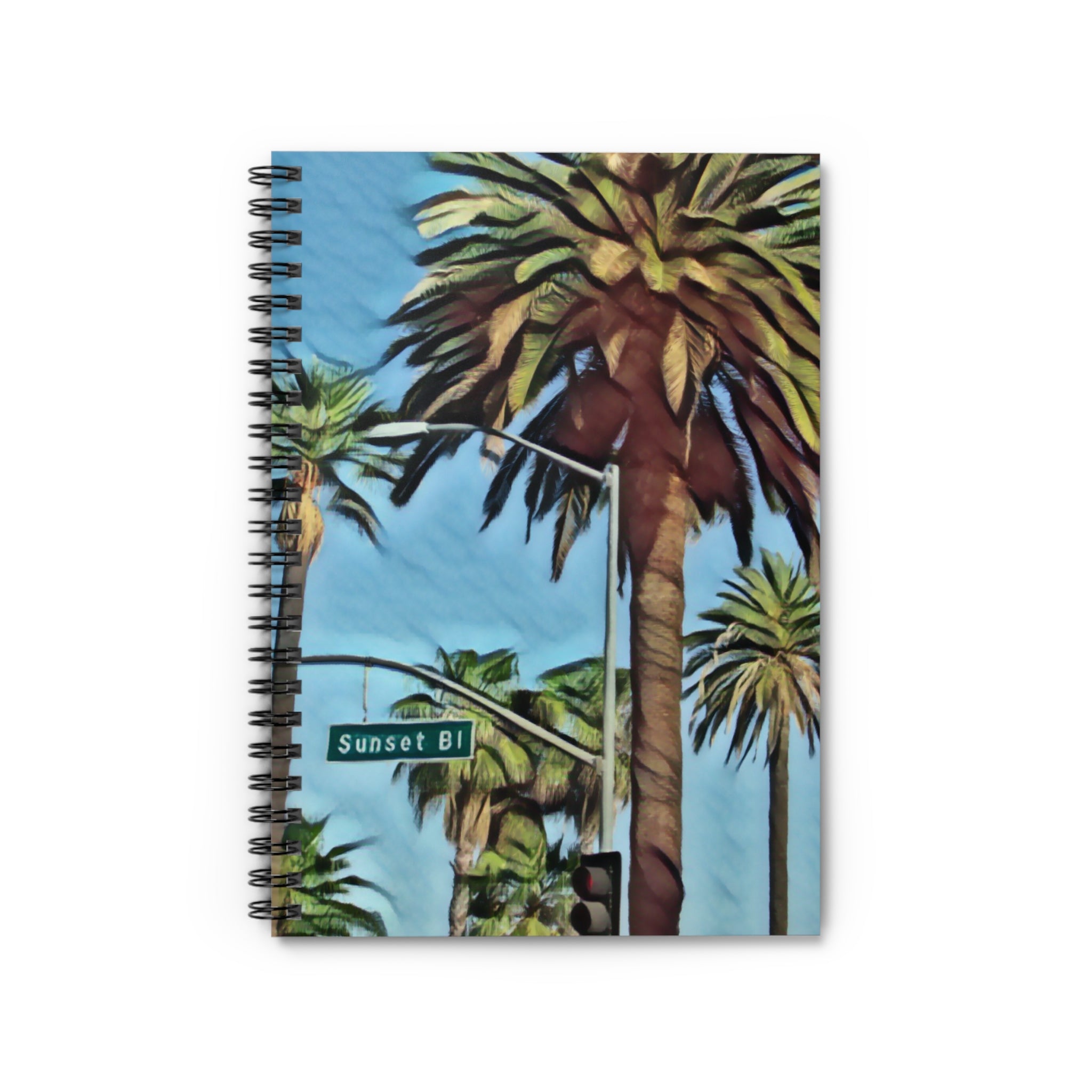 Sunset Blvd Palm Tree Spiral Notebook — Lined Journal for Travel, Beach & California Vibes