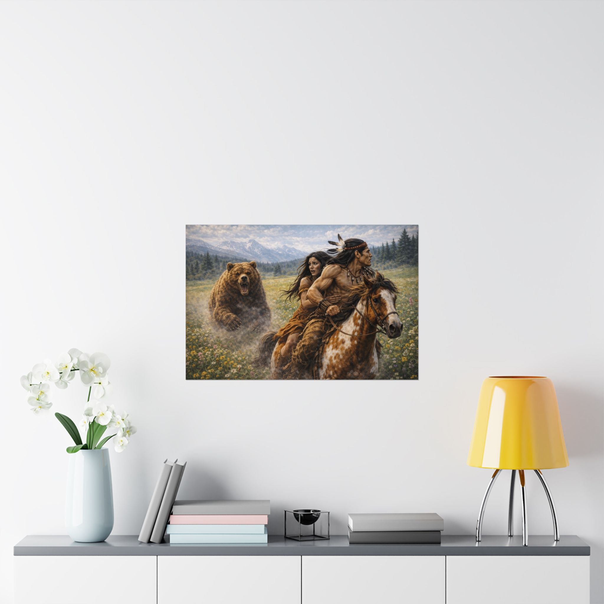 Stormborn and Tala on Horseback Poster — Western Wildlife Art Satin Print
