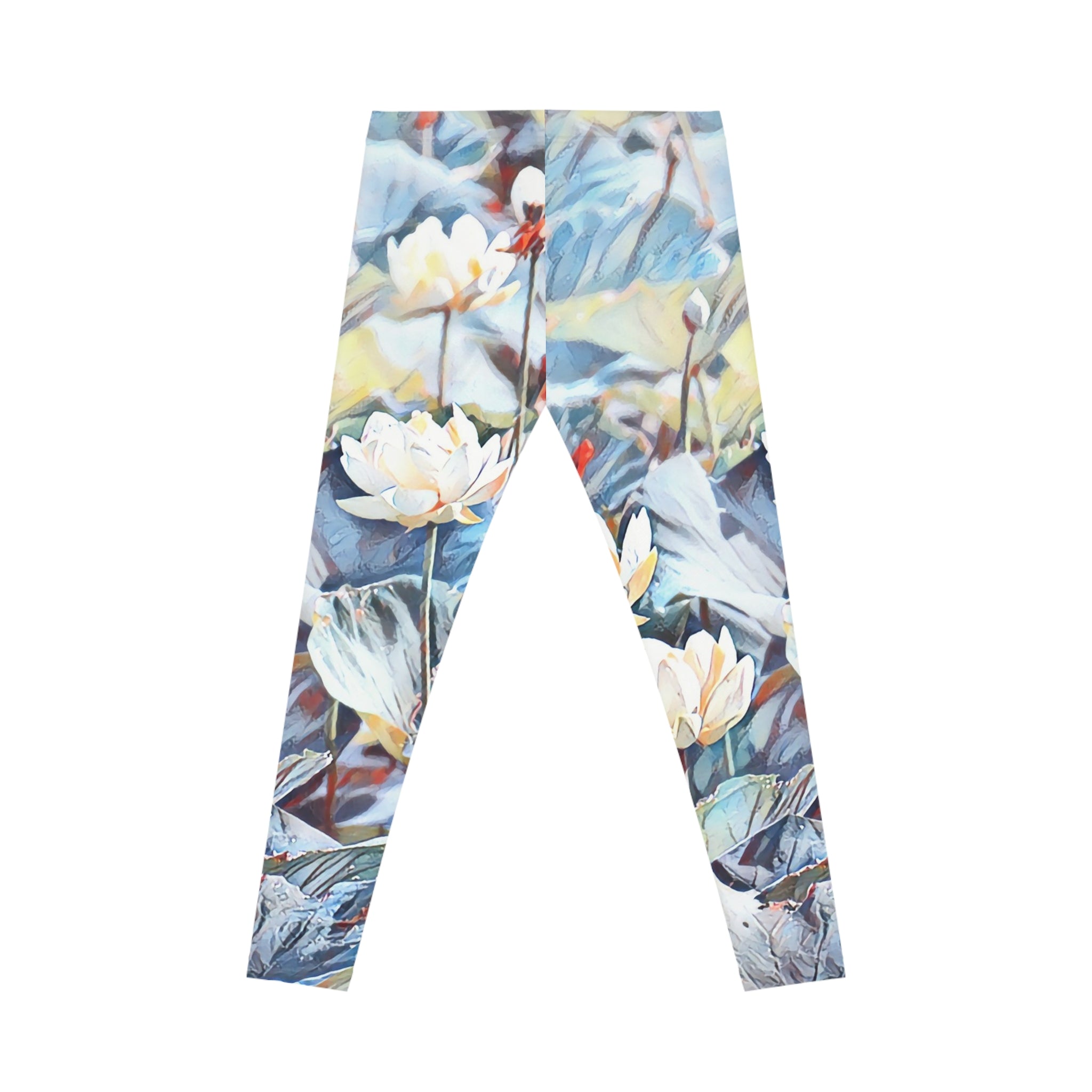 Floral Waterlily All-Over Print Leggings — Soft Botanical Yoga & Casual Wear