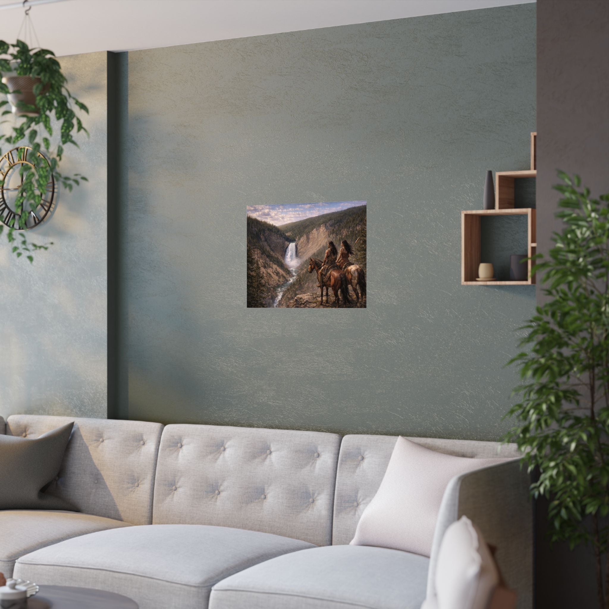 Satin Poster — Stormborn and Tala Overlook Yellowstone Waterfall Landscape (210gsm)