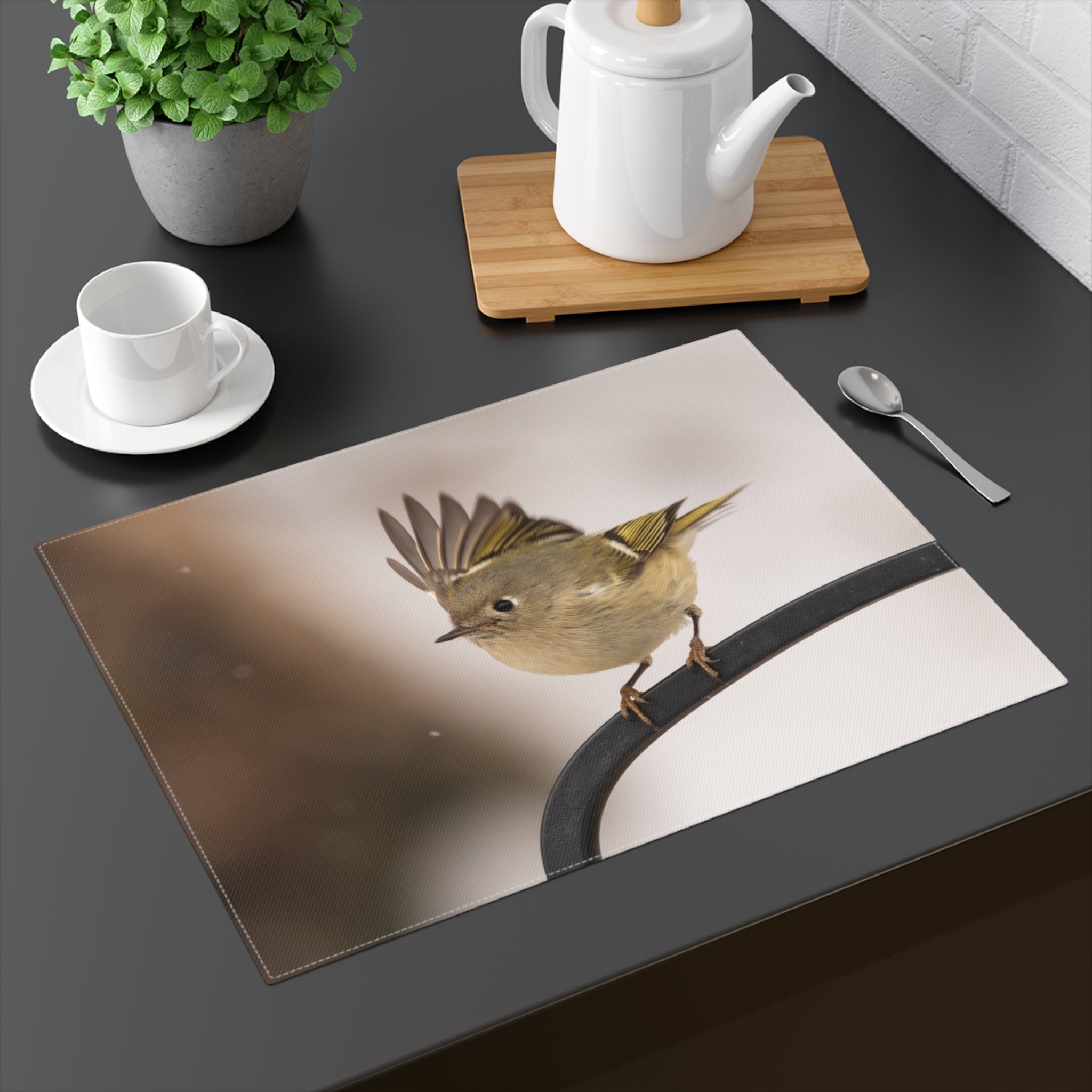 Ruby-crowned Kinglet Placemat – Winter Bird Dining Mat
