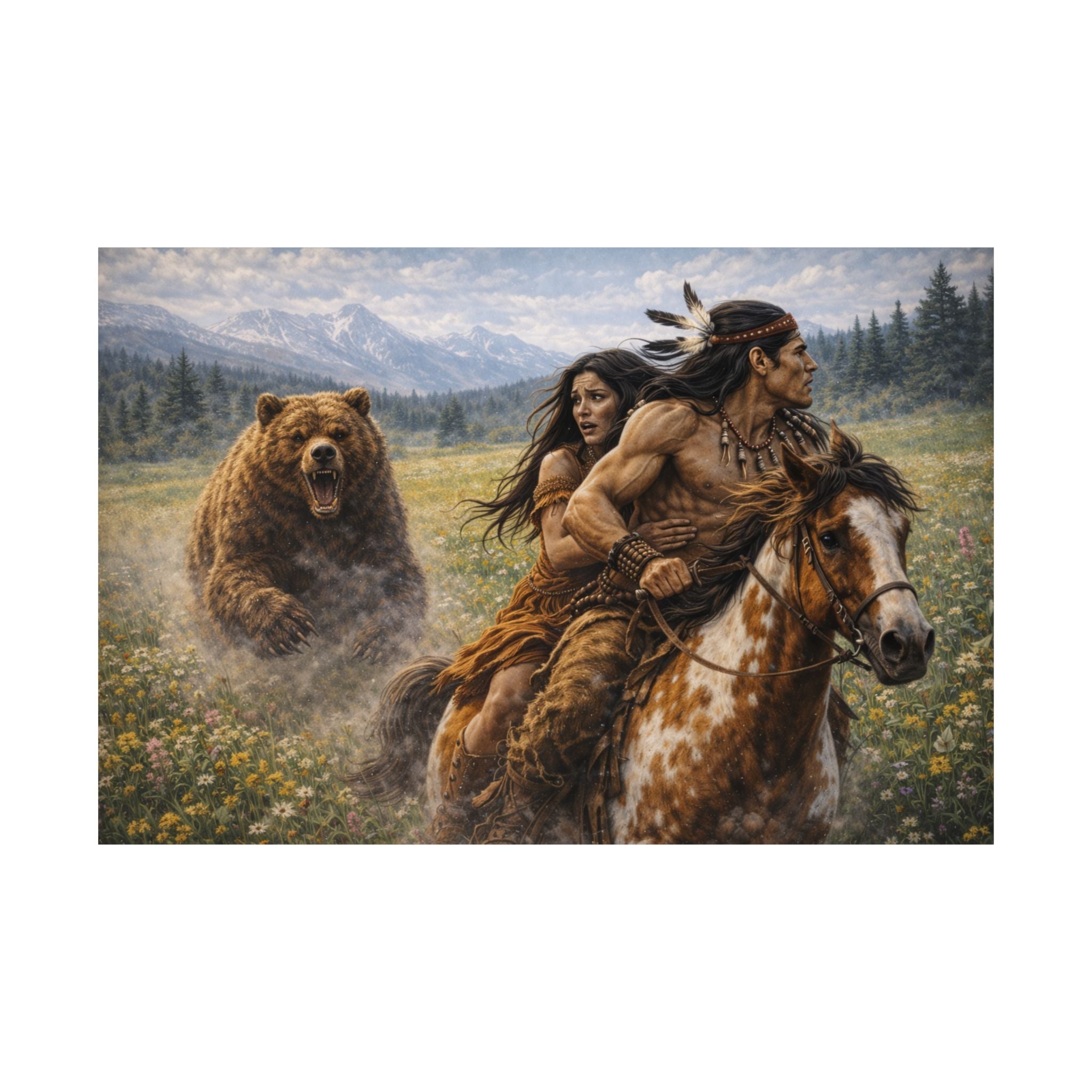 Stormborn and Tala on Horseback Poster — Western Wildlife Art Satin Print