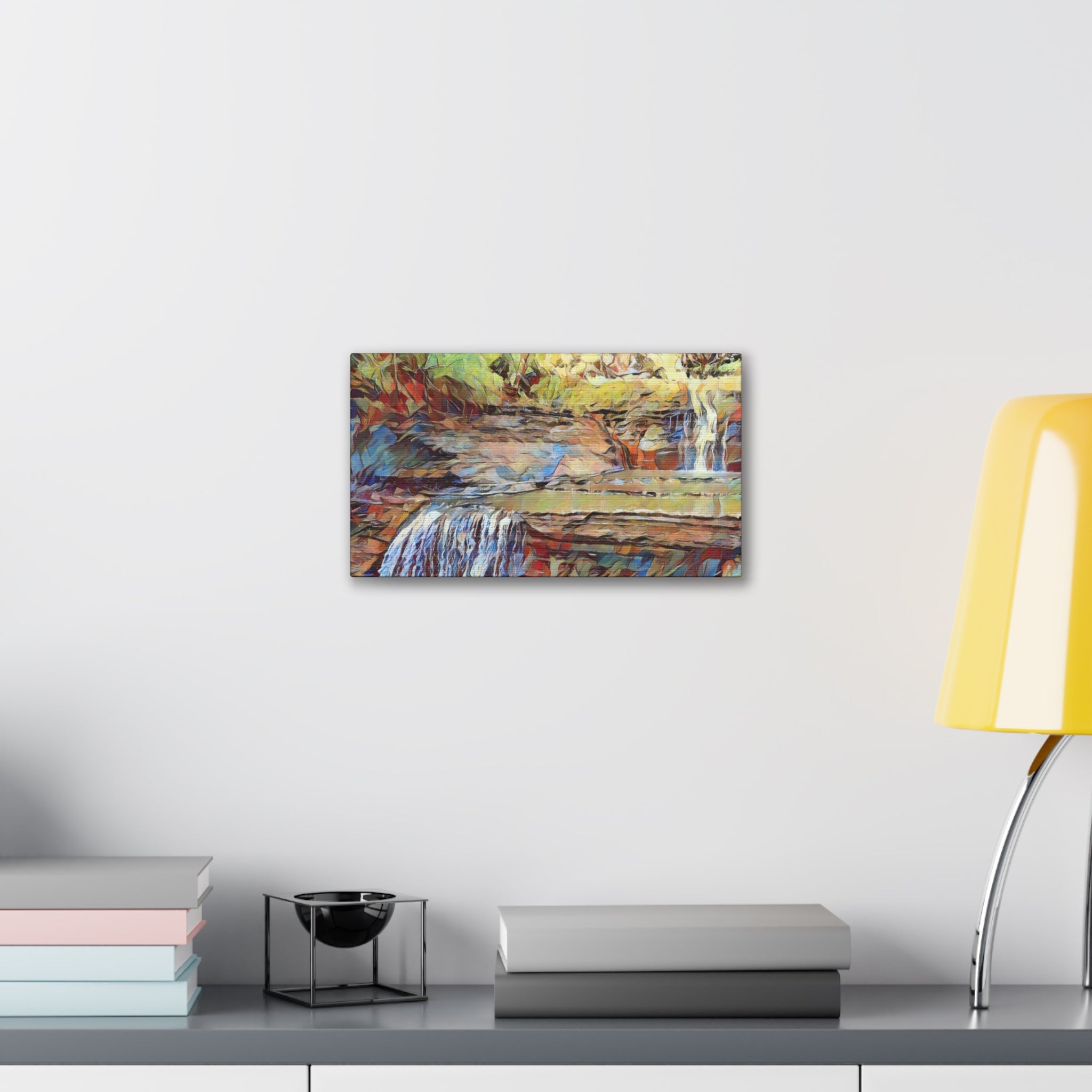 Buttermilk Falls NY Abstract Canvas Wall Art — Colorful Nature Landscape Stretch