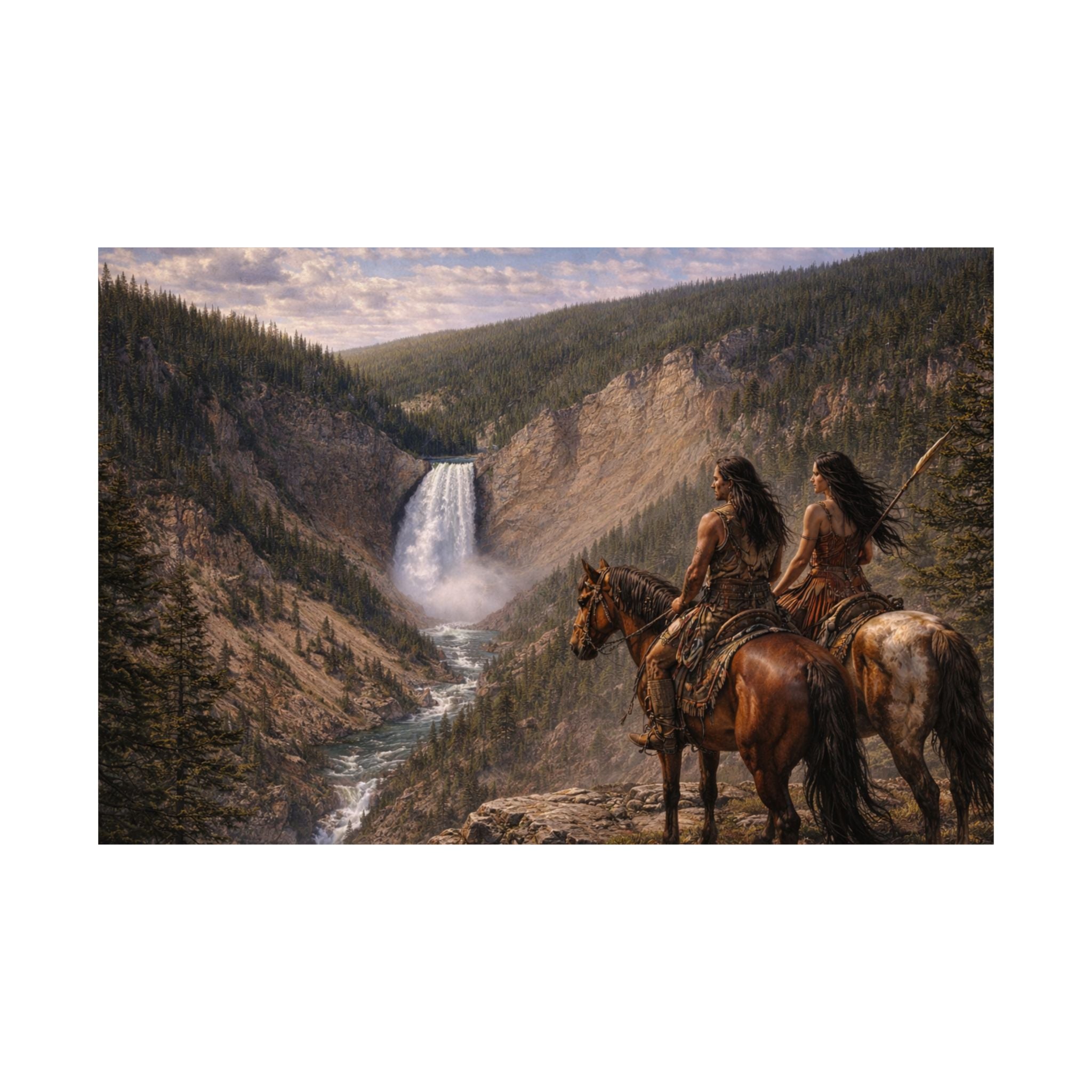 Satin Poster — Stormborn and Tala Overlook Yellowstone Waterfall Landscape (210gsm)