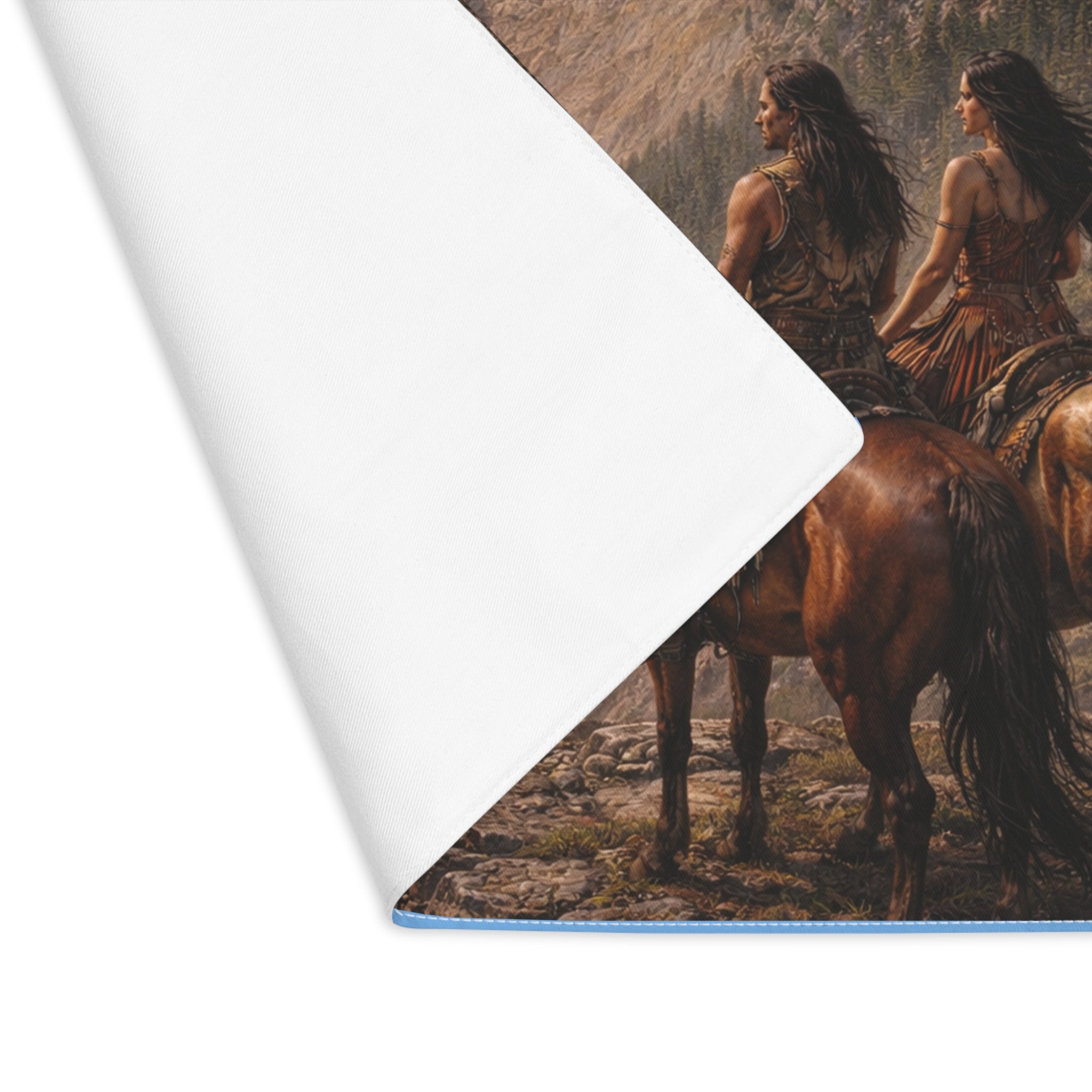 Native American Cowboys Scenic Placemat — Waterfall Landscape Table Decor